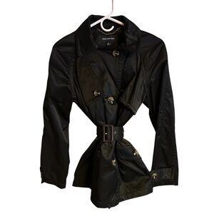 NWOT Jones New York Belted Trench/Rain Coat Medium Black Y2K